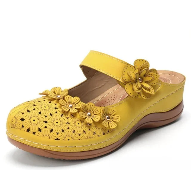 Felicity | Women’s Orthopedic Floral Cutout Slip-On Clog Sandals