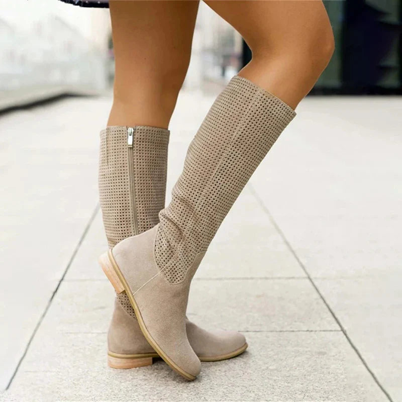 Brielle | Knee-High Suede Boots – Side-Zip Comfort Design