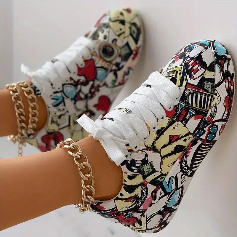 Ella | Women’s Orthopedic Colorful Graffiti High-Top Sneakers