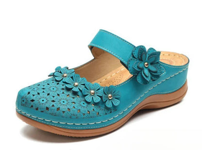 Felicity | Women’s Orthopedic Floral Cutout Slip-On Clog Sandals