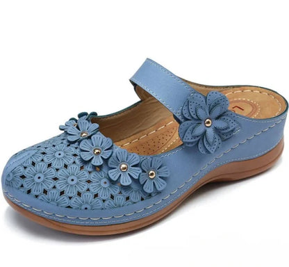 Felicity | Women’s Orthopedic Floral Cutout Slip-On Clog Sandals
