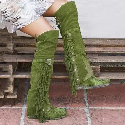 Gia | Women’s Fringe Over-the-Knee Western Boots with Orthopedic Support