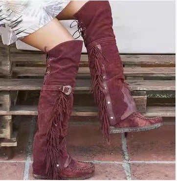 Gia | Women’s Fringe Over-the-Knee Western Boots with Orthopedic Support
