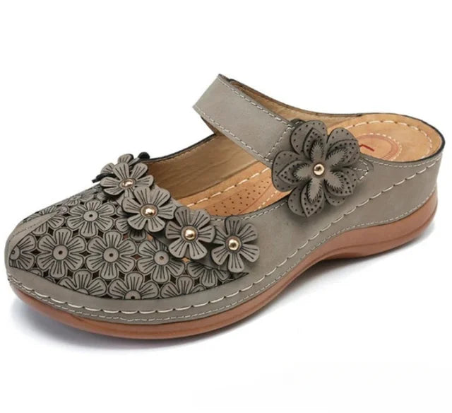 Felicity | Women’s Orthopedic Floral Cutout Slip-On Clog Sandals