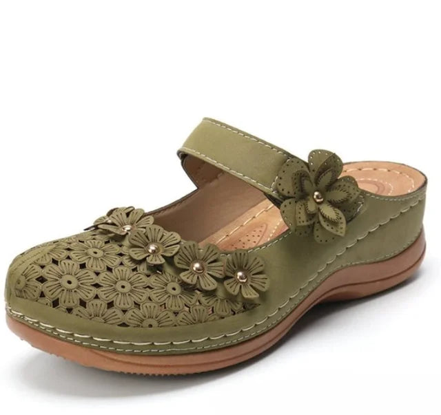 Felicity | Women’s Orthopedic Floral Cutout Slip-On Clog Sandals