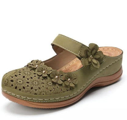 Felicity | Women’s Orthopedic Floral Cutout Slip-On Clog Sandals