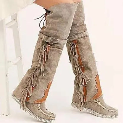 Gia | Women’s Fringe Over-the-Knee Western Boots with Orthopedic Support