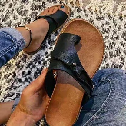 Dani | Orthopedic Leather Slip-On Toe Ring Sandals