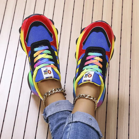 Jayla | Unisex Vibrant Rainbow Orthopedic Sneakers with Cushion Support