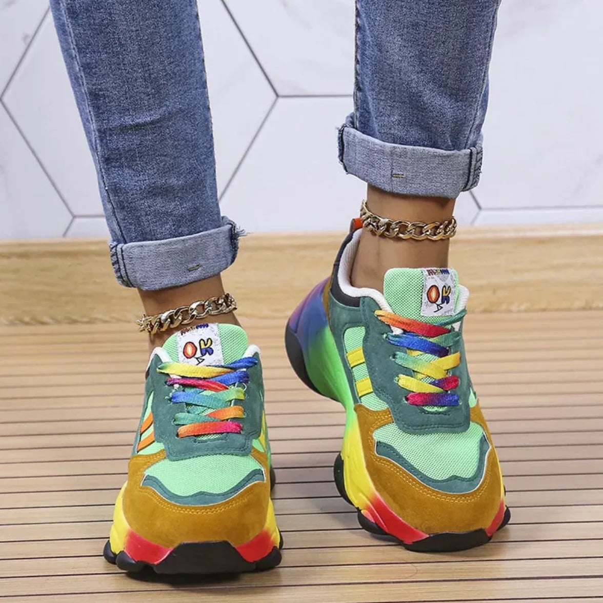 Jayla | Unisex Vibrant Rainbow Orthopedic Sneakers with Cushion Support