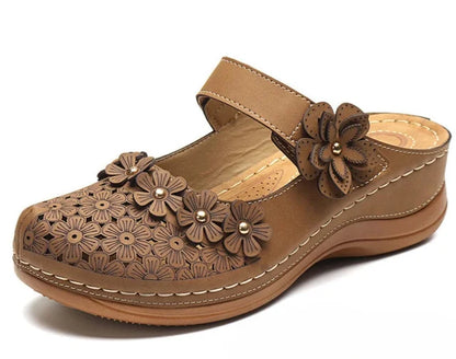Felicity | Women’s Orthopedic Floral Cutout Slip-On Clog Sandals