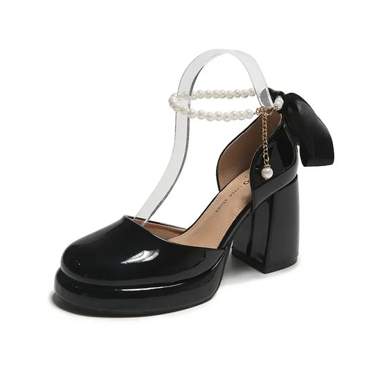 Laura | Block Heels with Ribbon Tie