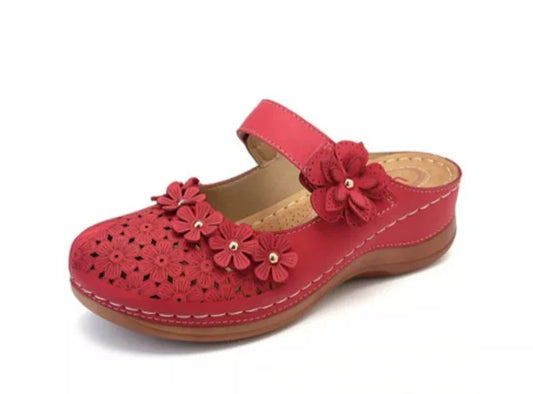 Felicity | Women’s Orthopedic Floral Cutout Slip-On Clog Sandals