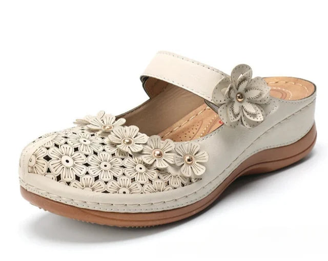 Felicity | Women’s Orthopedic Floral Cutout Slip-On Clog Sandals