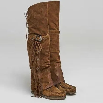 Gia | Women’s Fringe Over-the-Knee Western Boots with Orthopedic Support