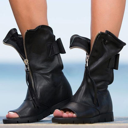 Maeve | Women’s Orthopedic Open-Toe Boots with Front Zipper