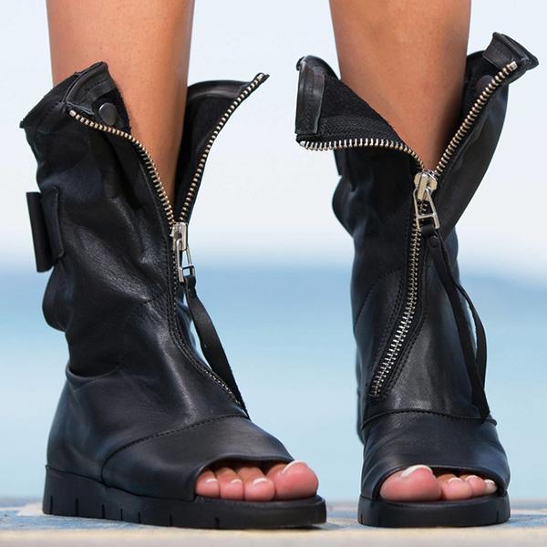 Maeve | Women’s Orthopedic Open-Toe Boots with Front Zipper