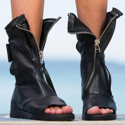 Maeve | Women’s Orthopedic Open-Toe Boots with Front Zipper