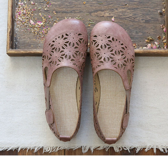 Jacqueline | Women’s Orthopedic Floral Cutout Leather Ballet Flats