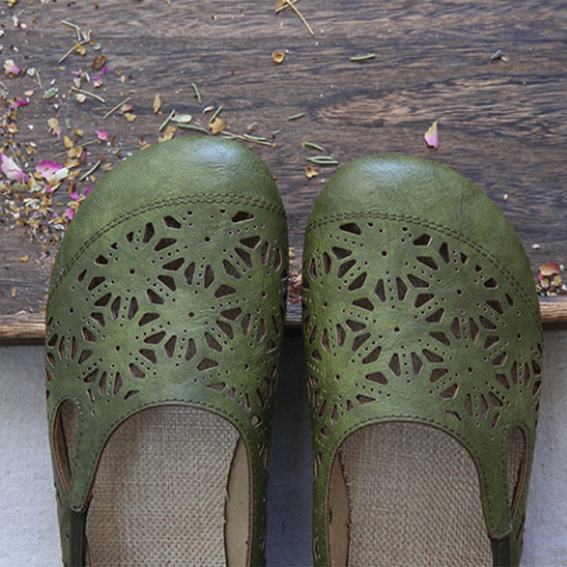 Jacqueline | Women’s Orthopedic Floral Cutout Leather Ballet Flats