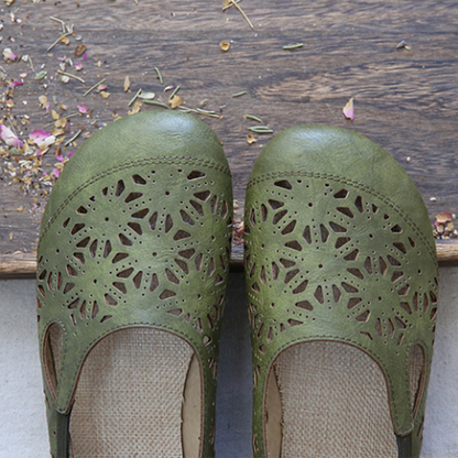 Jacqueline | Women’s Orthopedic Floral Cutout Leather Ballet Flats