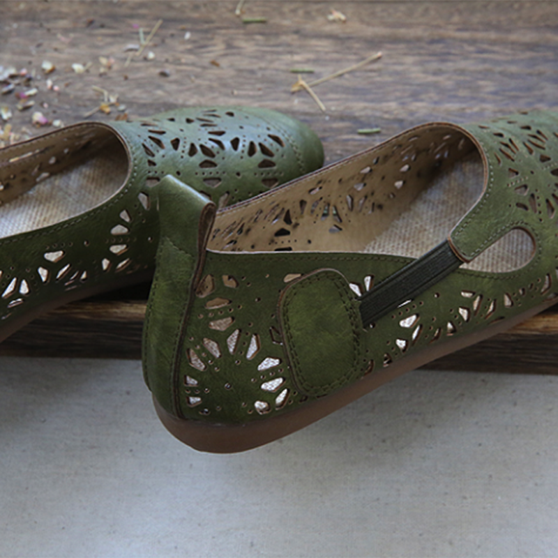 Jacqueline | Women’s Orthopedic Floral Cutout Leather Ballet Flats