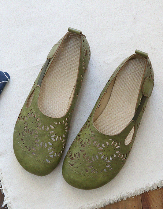 Jacqueline | Women’s Orthopedic Floral Cutout Leather Ballet Flats