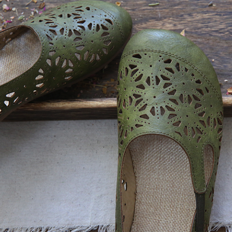 Jacqueline | Women’s Orthopedic Floral Cutout Leather Ballet Flats