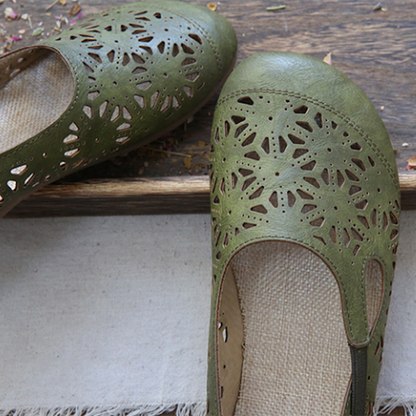 Jacqueline | Women’s Orthopedic Floral Cutout Leather Ballet Flats