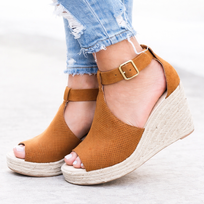 Orthopedic Balance Straw Wedge Sandals - Unique Elegance And Comfort