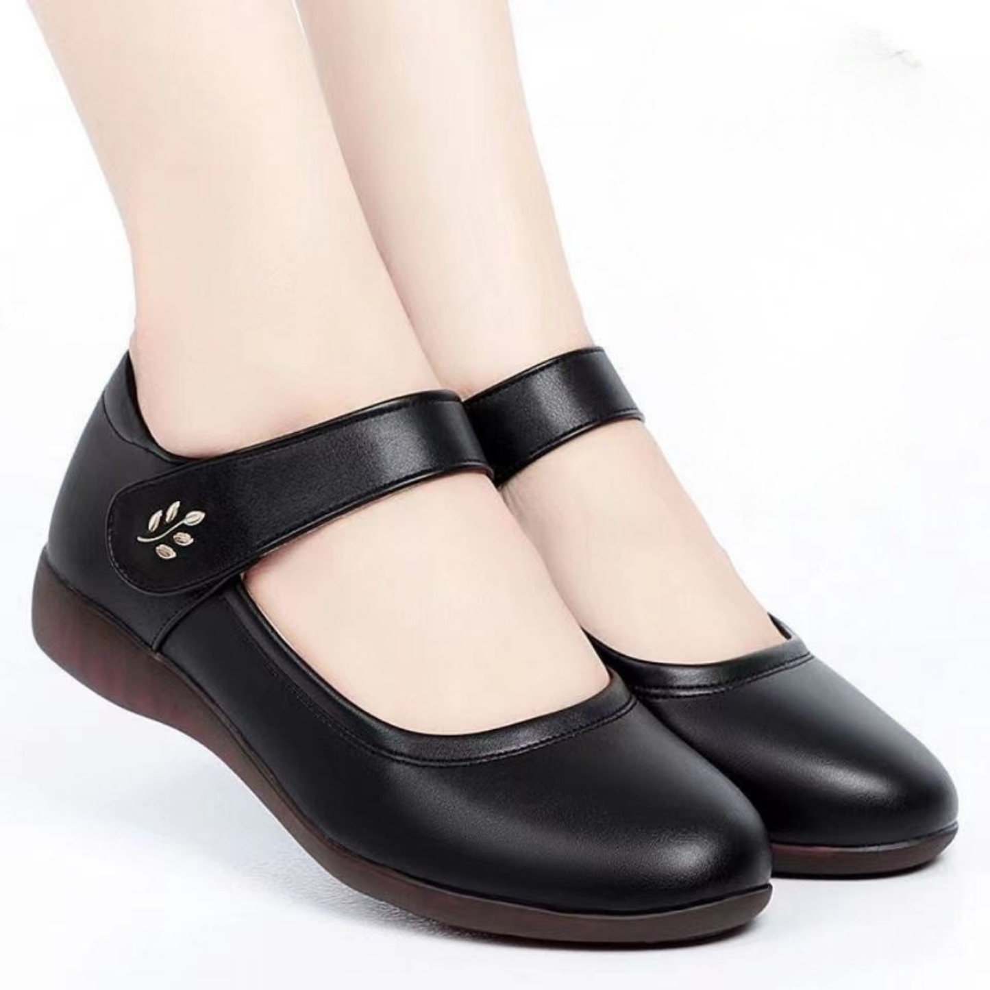 Orthopedic Balance Peeptoe Leather Shoes - Soft Sole Strap