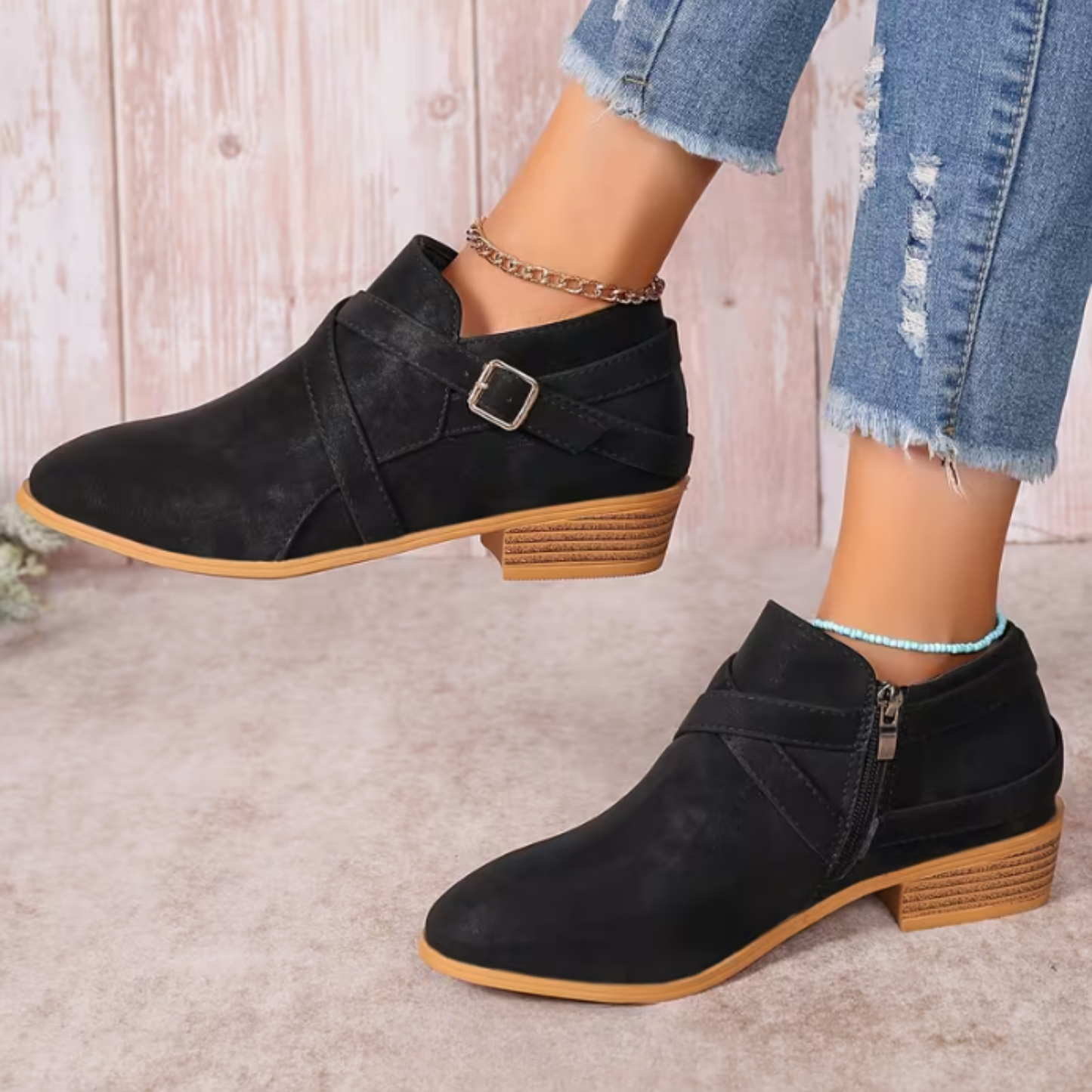 Orthopedic Balance Leather Boots - Side Zipper & Cross Straps