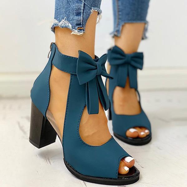 Collins | Orthopedic Peep-Toe Block Heel Sandals – Bow-Tie Ankle