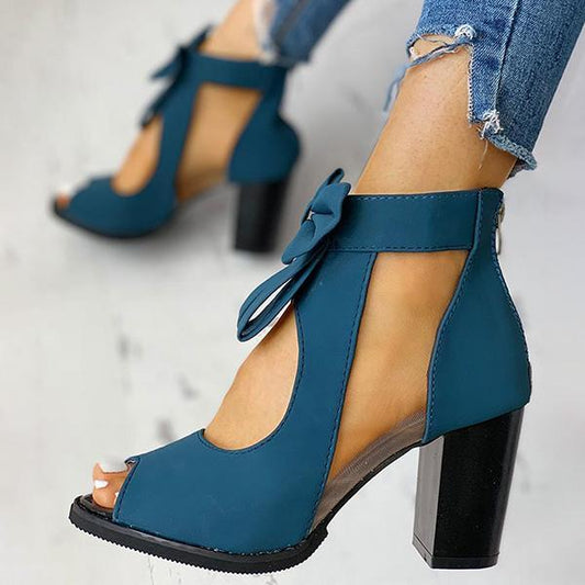 Collins | Orthopedic Peep-Toe Block Heel Sandals – Bow-Tie Ankle