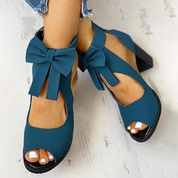 Collins | Orthopedic Peep-Toe Block Heel Sandals – Bow-Tie Ankle
