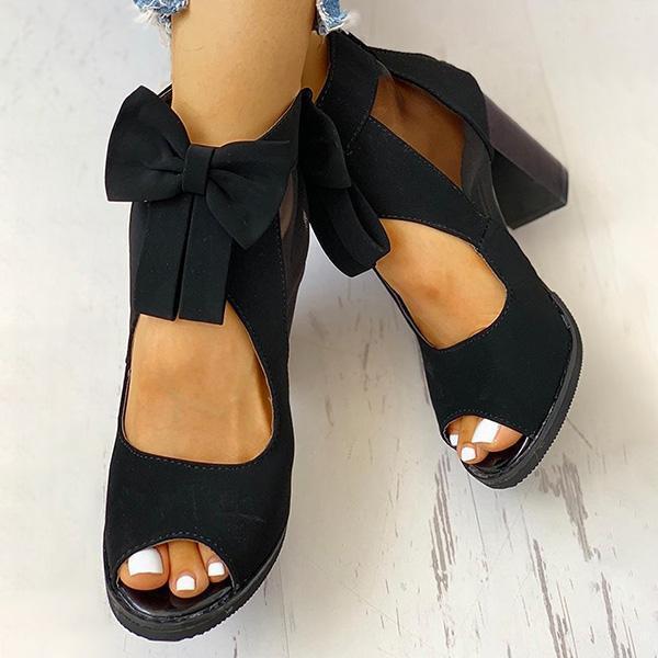 Collins | Orthopedic Peep-Toe Block Heel Sandals – Bow-Tie Ankle