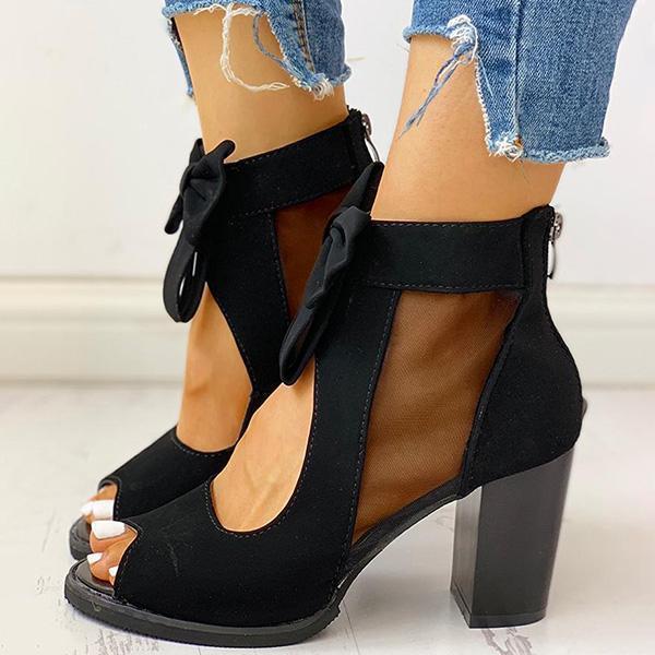 Collins | Orthopedic Peep-Toe Block Heel Sandals – Bow-Tie Ankle