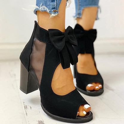 Collins | Orthopedic Peep-Toe Block Heel Sandals – Bow-Tie Ankle