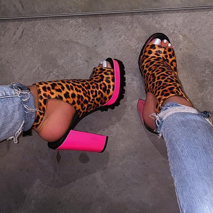 Fabienne | Women’s Bold Print Orthopedic High Block Heel Sandals