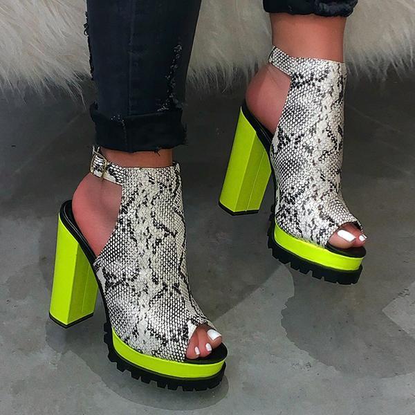 Fabienne | Women’s Bold Print Orthopedic High Block Heel Sandals