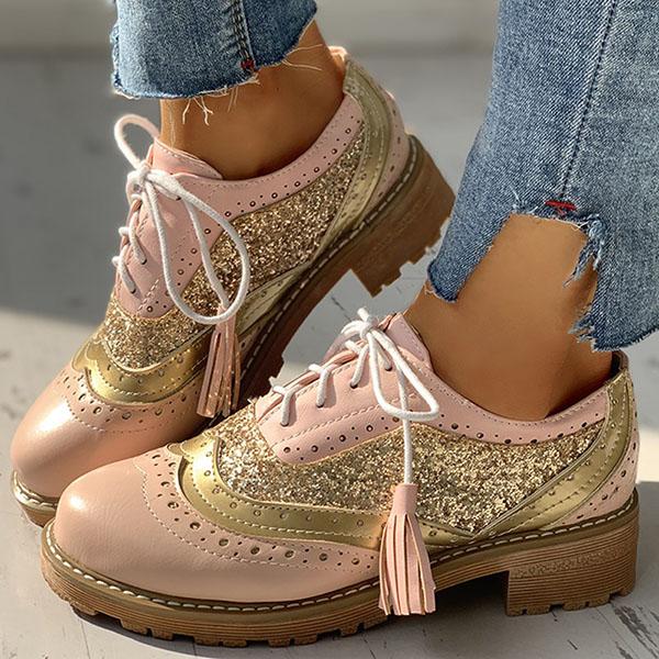 Eliana | Women’s Orthopedic Glitter Oxford Shoes with Lace-Up Design