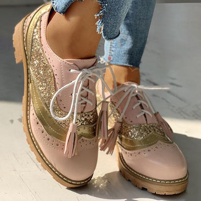 Eliana | Women’s Orthopedic Glitter Oxford Shoes with Lace-Up Design