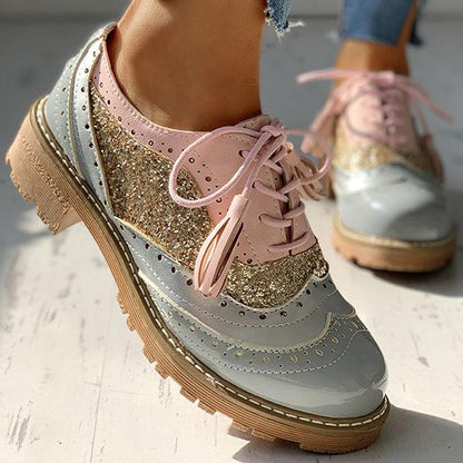 Eliana | Women’s Orthopedic Glitter Oxford Shoes with Lace-Up Design