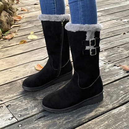 Minh | Faux-Fur Buckle Mid-Calf Winter Boots