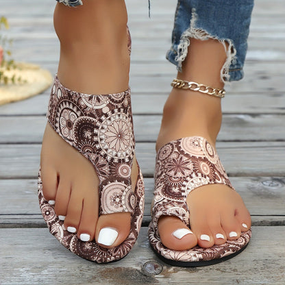 Orthopedic Balance | Bohemian Beaded Toe Ring Flat Sandals