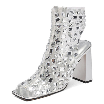 Orthopedic Balance Plus Size Rhinestone High Heel Boots