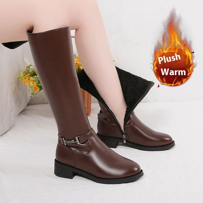 Isabel |  Winter Chunky Heel Round Head Knight Over The Knee Boots