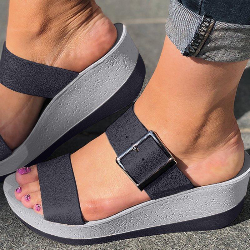 Celeste | Orthopedic Platform Slide Sandals – Adjustable Buckle