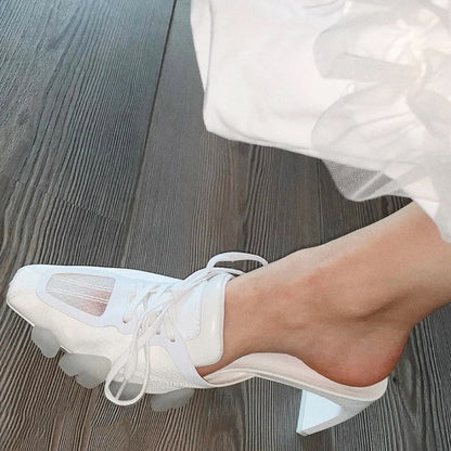 Yolene | Women’s Orthopedic Mesh Lace-Up Mule Heels