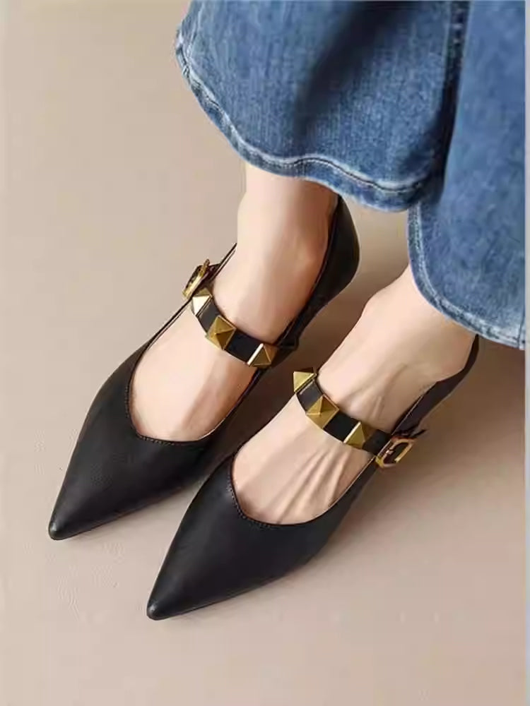 Orthopedic Balance Pointed-Toe Heels - Studded Strap Comfort